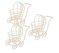 CLISPEED 3pcs Miniature Iron Wire Pram Chic Dollhouse Furniture Ornaments for Creative Role Play Strollers for Pretend Play and Mini Living Decor