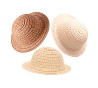 CLISPEED 3pcs Miniature Woven Straw Hats for Dolls DIY Craft Props Soft Mini Hat Ornaments for Dollhouse Decor and Interactive Play Accessories