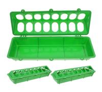 CLISPEED 3pcs Plastic Quail Bird Feeder with 16 Holes and Flip Top Design, Enclosed Feeding Holder with Widened Edge and Inclined Guide Plate for Clean Feeding Storage, Prevents Waste