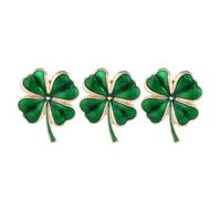 CLISPEED 3pcs Shamrock Brooch Pins Set Four Leaf Irish Clover Lapel Pins for Women Emerald Leaf Lucky Holiday for St Patrick’s Day Festival Accessories