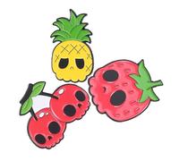 CLISPEED 3pcs Skull Lapel Pins Cartoon Fruit Brooches Cute Cherry Strawberry Pineapple Alloy Badge Accessories for Women Backpacks Clothing Stylish gifts for for for for for for