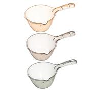 CLISPEED 3pcs Thicken Acrylic Water Scoops Set Long Handle, Amber Gray and Green, Multipurpose Household Ladles for Kitchen and Bathroom Use, Suitable for Children's Bathing and Water Storage