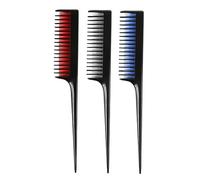 CLISPEED 3pcs Tip Tail Combs Hair Styling Combs for Home and Salon Use Long Handle Black Red Blue