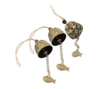 CLISPEED 3pcs Vintage Dragon and Fish Feng Shui Wind Chimes Hanging Bells for Decor Intricately Carved Bronze Ornaments for Luck Blessing and Peace