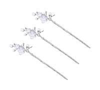 CLISPEED 3pcs Vintage Pearl Hairpins Set with Blossom Patterns, Zinc Alloy and False Pearl Material, Elegant Hair Chopsticks That Will Not Scratch Scalp Or Pull Hair, for Wedding Or Dinner