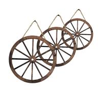 CLISPEED 3Pcs Vintage Poplar Wood Wheel Hanging Ornament Rustic Wall Decor for Home Party Farmhouse Lightweight Wagon Wheel Pendant for Warm Atmosphere and Housewarming