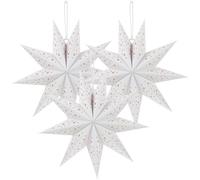 CLISPEED 3pcs White Star Paper Lanterns, 14 Inches Hanging Christmas Lampshades, Decorative Star Lamp Covers for Home Party Wedding Decorations