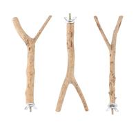 CLISPEED 3pcs Wooden Parrot Stand Perch with Grinding Teeth Function for Birds and Hamsters Random Shape Bird Stand Pole Soothes Foot Pressure