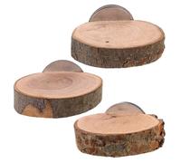 CLISPEED 3pcs Wooden Rotating Platform Ladder Set for Hamster and Parrot Cage Accessories, Hanging Climbing Toys Diameter 5-6cm, Small Animal Perches for Bird Training and Playground