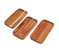 CLISPEED 3pcs Wooden Serving Trays Rustic Food Platters Decorative Snack Dessert Boards for Family Parties and Home Kitchen Use Solid Wood Design
