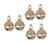 CLISPEED 3sets Vintage Brass Bell Pendant Key Bag Charm Decorative DIY Keychain Accessory for Home Craft Projects Lightweight Antique Keyring Decor 2pcs*3