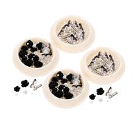 CLISPEED 4 Boxes Black Camellia Flower Nail Charms with Pearls Rhinestones for Nail Art Decorations for Parties Holidays and Daily Use