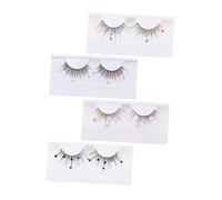 CLISPEED 4 Pairs Glitter Sequins False Eyelashes with Heart Butterfly Flower Designs Lightweight Fake Lashes for Christmas Year Party Makeup Easy to Apply and Comfortable Wear
