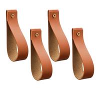 CLISPEED 4 Pcs Bohemian Wall Mounted Hooks Multi-Functional Pu Leather Curtain Rod Holders Space Saving Simple and Delicate Design for Home Bathroom