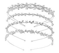 CLISPEED 4 Pcs Bridal Rhinestone and Pearl Headbands Wedding Hairbands Crystal Bridal Hair Accessories for Bride and Bridesmaids