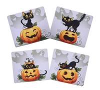 CLISPEED 4 Pcs Mouse Pad Gaming Mousepad Halloween Pumpkin Cat Ghost Non-skid Rubber Milk Fiber Light Weight Flexible for Computer