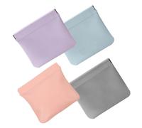 CLISPEED 4 pcs Self-Closing PU Makeup Organizer Pouch Portable Cosmetic Bags for Travel Business Gym with Spacious Capacity and Texture Women Makeup Storage
