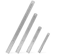 CLISPEED 4 Pcs Stainless Steel Rulers with Double Sided Metric and Imperial Scales Durable Thickened Metal Measuring Tools for Engineers Office School and Crafts