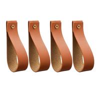 CLISPEED 4 Pcs Style Stand Curtain Rods Curtain Rods Hooks Removable Wall Hooks Pin Hanging Straps Strapping Pulls Door Hanger Wall Pole Holders Cotter Racks Holders Brown Leather