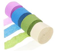 CLISPEED 4 Rolls Pastel Crepe Paper Streamers for Shower and Birthday Party Decorations Fade Resistant Colored Paper Streamer for Wedding Bridal Shower Anniversary Engagement