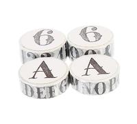 CLISPEED 4 Rolls Vintage Adhesive Washi Tapes DIY Scrapbook Decorative Alphabet Number Stickers for Journals Planners Craft Projects Easy Stick and Residue Crafting