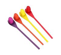 CLISPEED 4 Set Wooden Egg and Spoon Relay Race Game for Balancing Game with Eggs Fun Outdoor Party Supplies for Boys