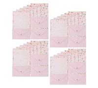 CLISPEED 4 Sets Letter Writing Paper and Envelope Set with Charming Floral and Animal Style, Pink Paper, for Printing and Writing Unique Invitations