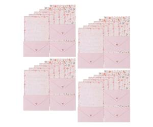 CLISPEED 4 Sets Letter Writing Paper and Envelope Set with Charming Floral and Animal Style, Pink Paper, for Printing and Writing Unique Invitations