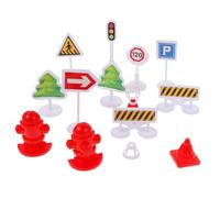 CLISPEED 4 Sets Miniature Road Signs Traffic Signal for Bright Colored Educational Street Road Blocks and Cones for Learning and Traffic Rules Lightweight Compact Playset