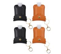 CLISPEED 4 Sets Portable Pu Leather Bottle Cover Keychain with Empty Travel Squeeze Bottles, Convenient Protective Hand Washing Holder for Toiletries, 8pcs Assorted Colours