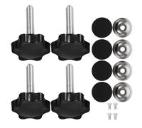 CLISPEED 4 Sets Special Shape Star Knob Kit with M8 Threaded Bolts and Washers, Ergonomic Design Black Plastic and Iron Handles for Fences and Shop-Built Jigs, Corrosion and Wear Resistant