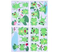 CLISPEED 4 Sheets DIY Green Frog Wall Decals Stickers for Nursery Room Decor Cartoon Animal Wall Decoration Bedroom Removable Adhesive Set