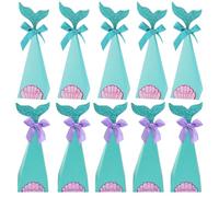 CLISPEED 40pcs Mermaid Shape Candy Bags Wedding Candy Boxes with Bowknot Blue Purple Creative Pointed Cone Design for Party Favor Packaging Sweet Cone Bags for Chocolates and Small Treats