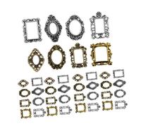 CLISPEED 40Pcs Retro Photo Frame Nail Art Charms Mini Metal Baroque Frames for Nail Crafts and Photography Accessories in Gold and Silver