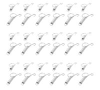 CLISPEED 40pcs Silver Galvanized Cage Door Spring Hook with Curved Spring Loaded Mechanism, Easy Installation and Corrosion Resistant Latch Hook for Rabbit Cages and Bird Enclosures to Keep