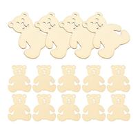 CLISPEED 40Pcs Unfinished Wooden Bear Shapes for DIY Handcrafts and Decorations, Creative Wooden Bears Colour in Tags for Wedding and Parties Tag Crafts