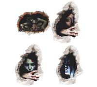 CLISPEED 4pcs 3D Halloween Ghost Stickers Scary Female Ghost Wall Decals Horror Halloween Stickers for Indoor Home Bedroom Living Room Decoration