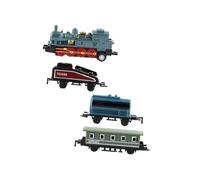 CLISPEED 4Pcs Alloy Retro Steam Train Set Pull Back Vehicle Model for Boys Educational Play with Connectable Cars Sky-blue