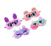 CLISPEED 4Pcs Animal Eye Sleeping Mask Plush Travel Blindfolds for Cute Cat Owl Unicorn Bear Design Light Blocking for Sleep for Home Travel