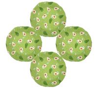 CLISPEED 4Pcs Avocado Green Pure Cotton Elastic Bowl Covers, 9-10 Inch Dustproof Food Covers for Bread Proofing, Reusable Stretch Fabric Lids for Freshness and Leftover Storage