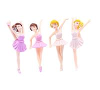 CLISPEED 4pcs Ballerina Girl Birthday Cake Ornaments Elegant White Purple Figurines Sweet Dancer Sculptures for Party Decorations