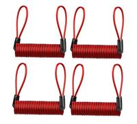 CLISPEED 4Pcs Bike Security Disc Lock Cables Steel Wire Anti-Theft Reminder Transparent Red Lightweight Portable for Bicycle Motorbike Safety