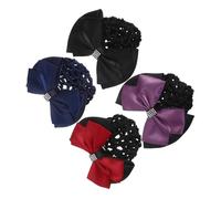 CLISPEED 4pcs Bowknot Hair Snood Net Non-slip Elastic Bun Cover Hairnet Lightweight Breathable Bow Barrette Hair Clip Elegant Bowtie Accessories for Women in Professional Settings