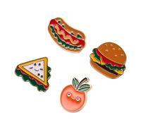 CLISPEED 4pcs Cartoon Food Pins Alloy Brooch Cute Hamburger Hot Dog Sandwich Badges Lightweight Durable Accessories for Clothing Bags Hats Everyday Fashion