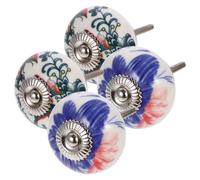 CLISPEED 4pcs Ceramic Wardrobe Knobs with Artistic Ink Painting Patterns Round Dresser Pulls for Kitchen Cabinet Drawer Furniture Handles and Easy to Clean