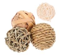 CLISPEED 4pcs Chew Balls Toys Rabbit Bunny Rattan Woven Balls for Biting and Teeth Cleaning Small Animal Toys for Boredom Breaker