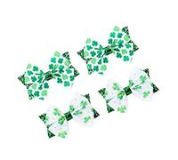 CLISPEED 4pcs Clover Bow Hair Clips Set St Patrick's Day Theme Bowknot Hairpins for Lightweight Easy to Wear Secure Hold for All Hair Types