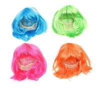 CLISPEED 4pcs Colored Bob Wigs Fashionable Costume Party Hairpieces for Adults Unisex Charming Cosplay Wigs in Green Pink for Fancy Dress Events