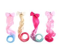 CLISPEED 4pcs Colorful Bowknot Wig Hair Clips Kids Bobby Pins Girls Headdress Multi-color Hair Accessories for Everyday Use