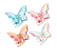 CLISPEED 4pcs Colorful Butterfly Claw Clips Non Slip Hair Jaw Clips with Strong Grip for Women Daily Styling Versatile Hair Accessories in White Blue Pink and Brown
